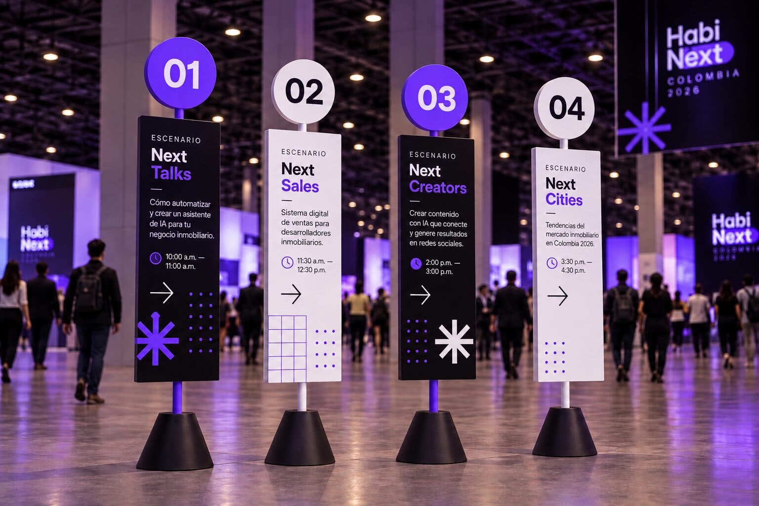 Señalización de los escenarios de Habi Next Colombia